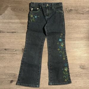 BONGO Girls Floral Embroidered Y2K Flare Leg denim jeans Size 6 Big Kids 90s
